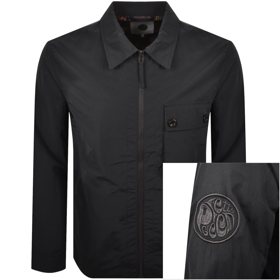Image number 1 for Pretty Black Heaton Zip Overshirt Black