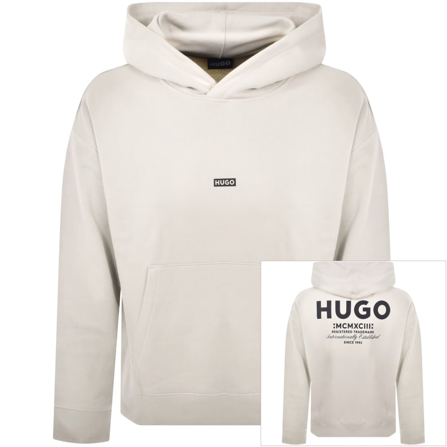 Image number 1 for HUGO Blue Nazardo Hoodie Off White