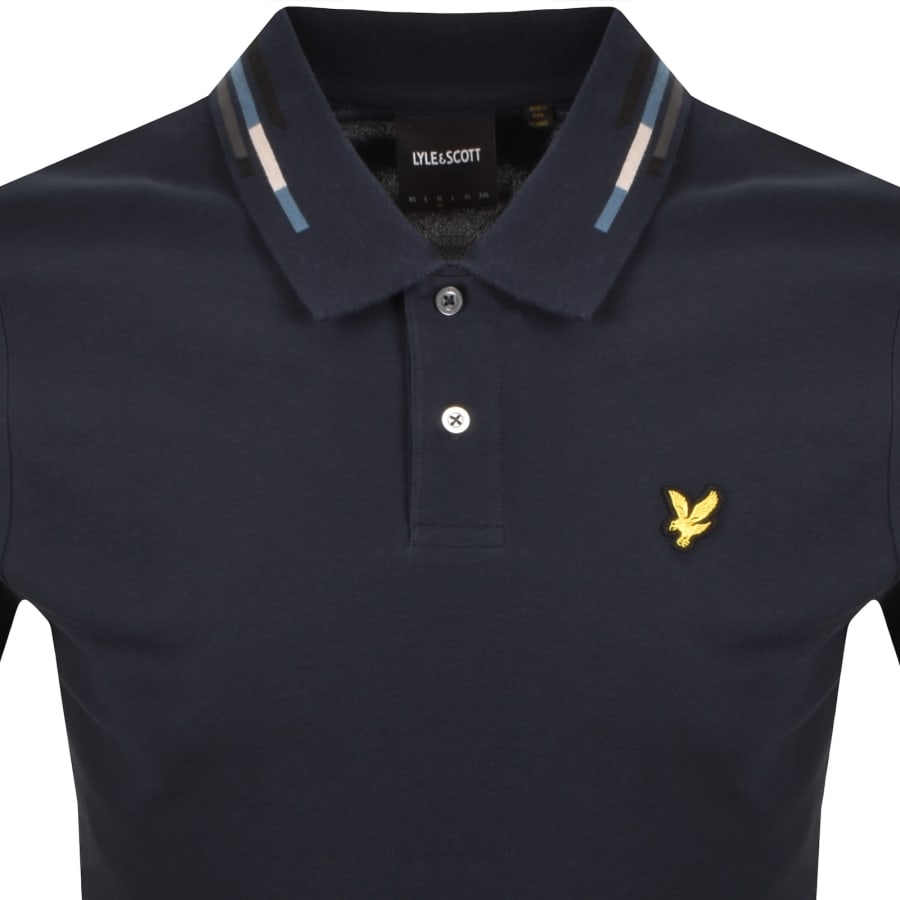 Image number 2 for Lyle And Scott Striped Tipped Polo T Shirt Navy