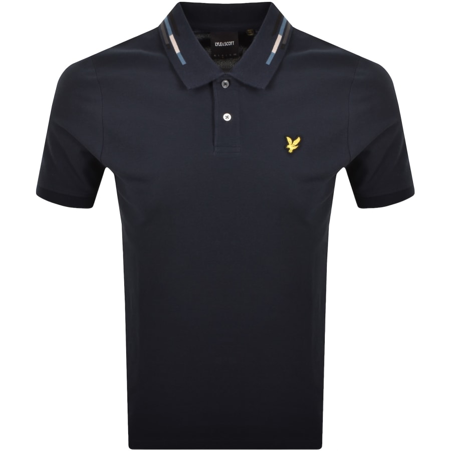 Image number 1 for Lyle And Scott Striped Tipped Polo T Shirt Navy