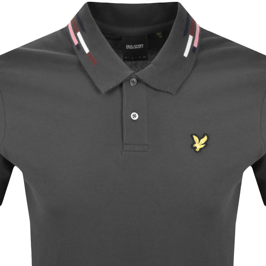 Image number 2 for Lyle And Scott Striped Tipped Polo T Shirt Grey