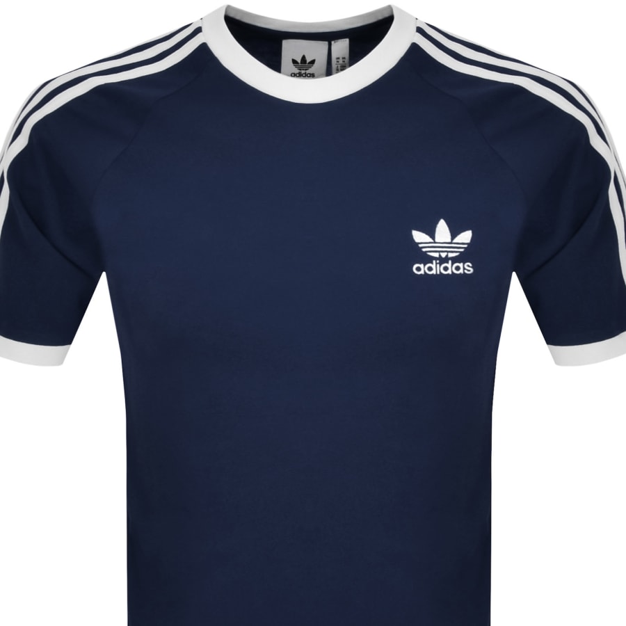 Image number 2 for adidas 3 Stripe T Shirt Navy