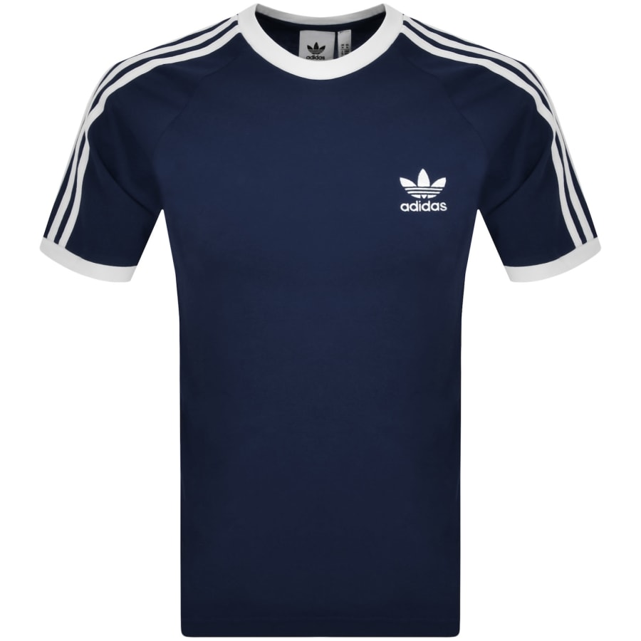 Image number 1 for adidas 3 Stripe T Shirt Navy