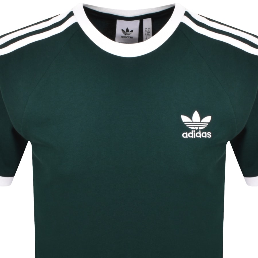 Image number 2 for adidas 3 Stripe T Shirt Green