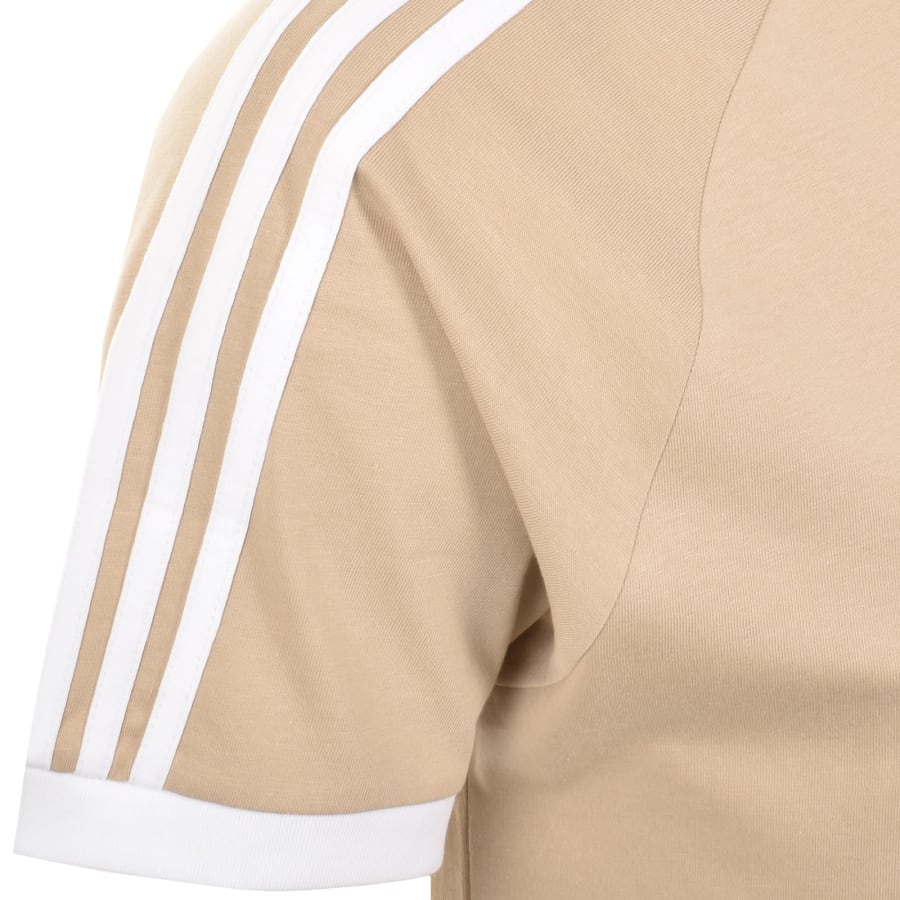 Image number 4 for adidas 3 Stripe T Shirt Beige