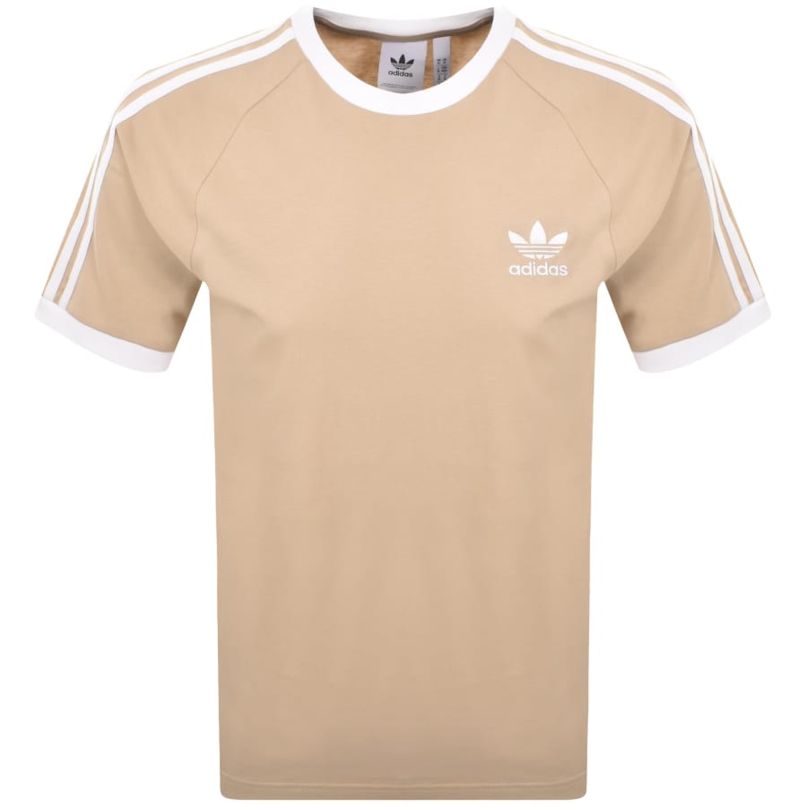 Image number 1 for adidas 3 Stripe T Shirt Beige
