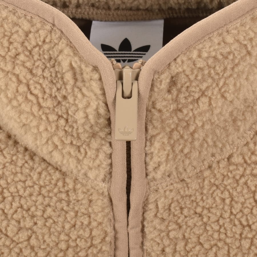 Image number 5 for adidas Originals Teddy Fleece Jacket Brown