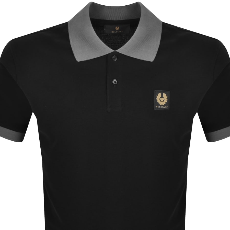 Image number 2 for Belstaff Contrast Collar Polo T Shirt Black