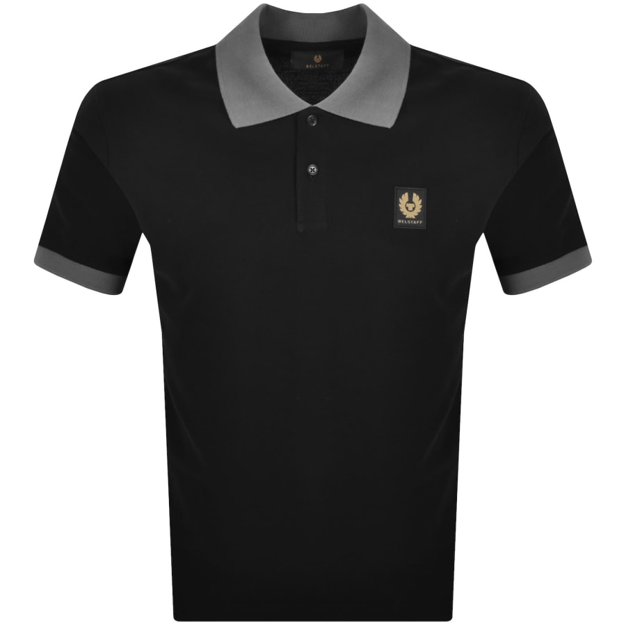 Image number 1 for Belstaff Contrast Collar Polo T Shirt Black