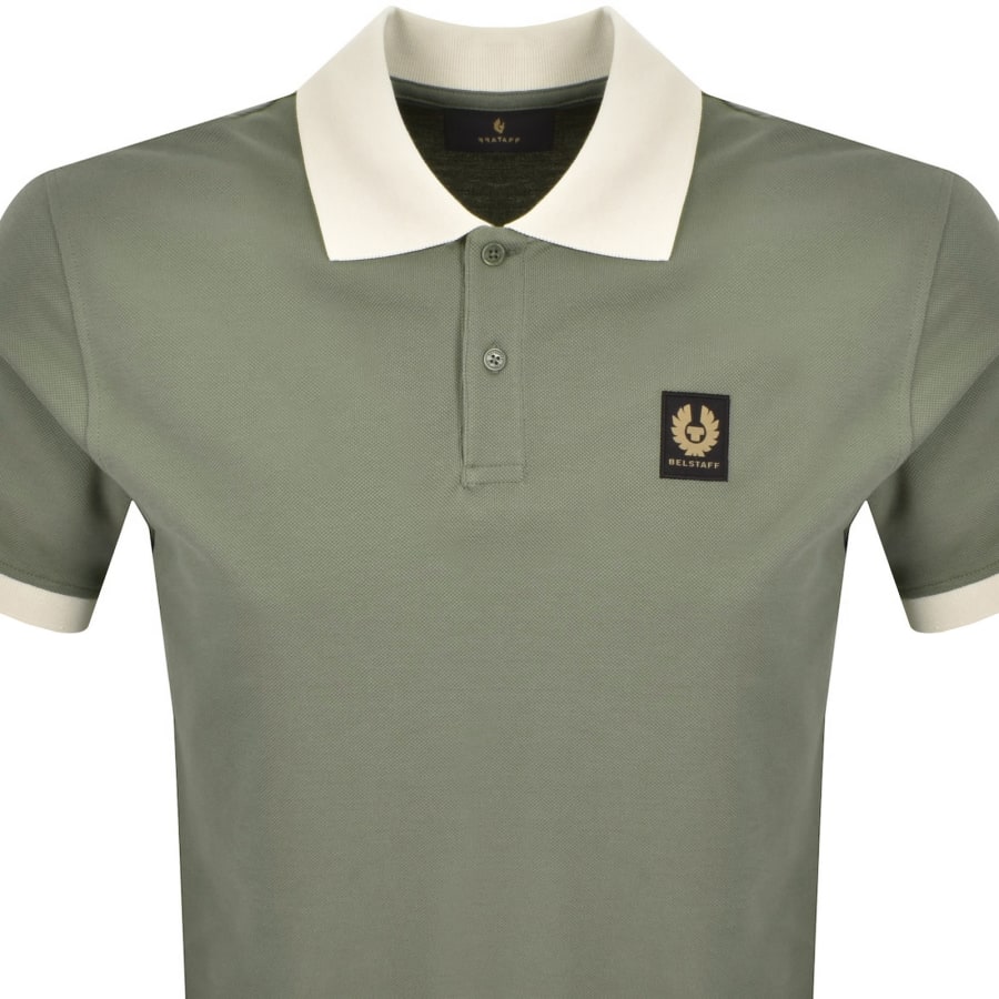 Image number 2 for Belstaff Contrast Collar Polo T Shirt Green