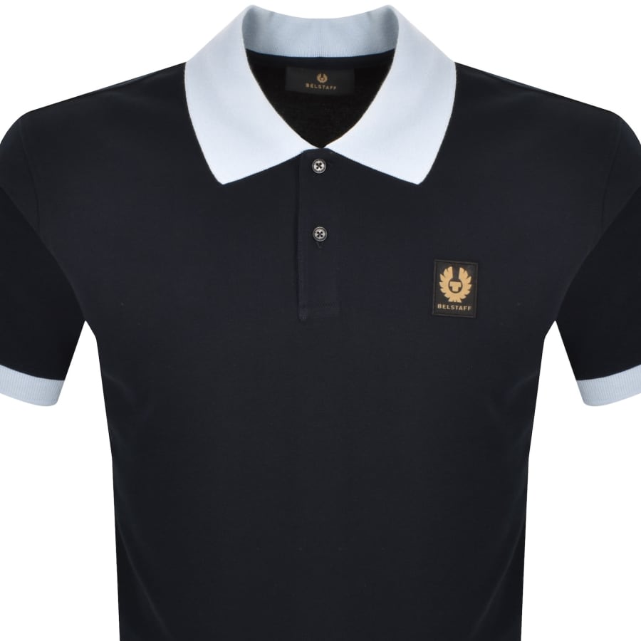 Image number 2 for Belstaff Contrast Collar Polo T Shirt Navy
