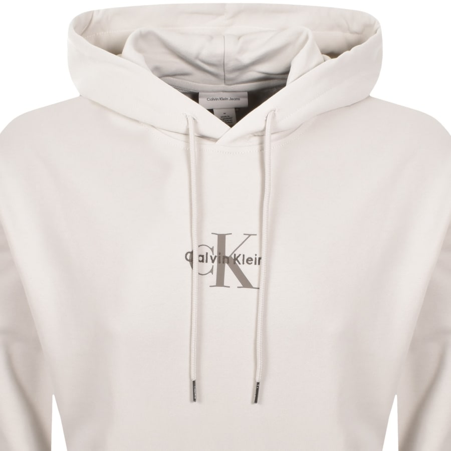 Image number 2 for Calvin Klein Jeans Logo Hoodie Chalk Grey