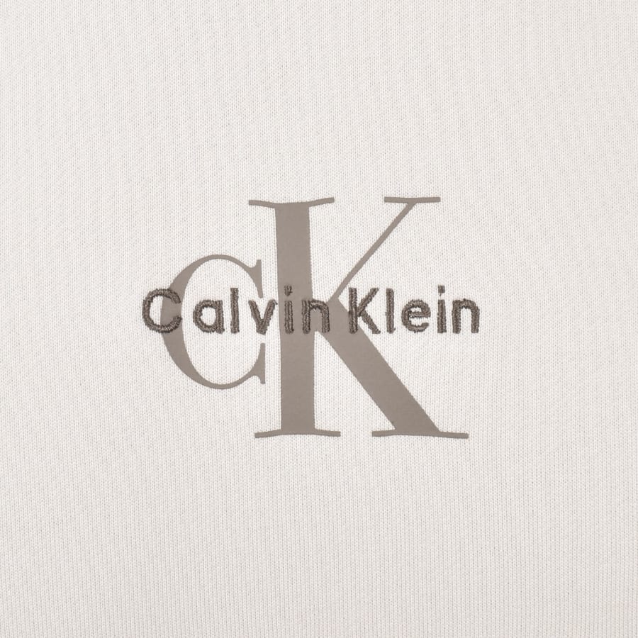 Image number 3 for Calvin Klein Jeans Logo Hoodie Chalk Grey