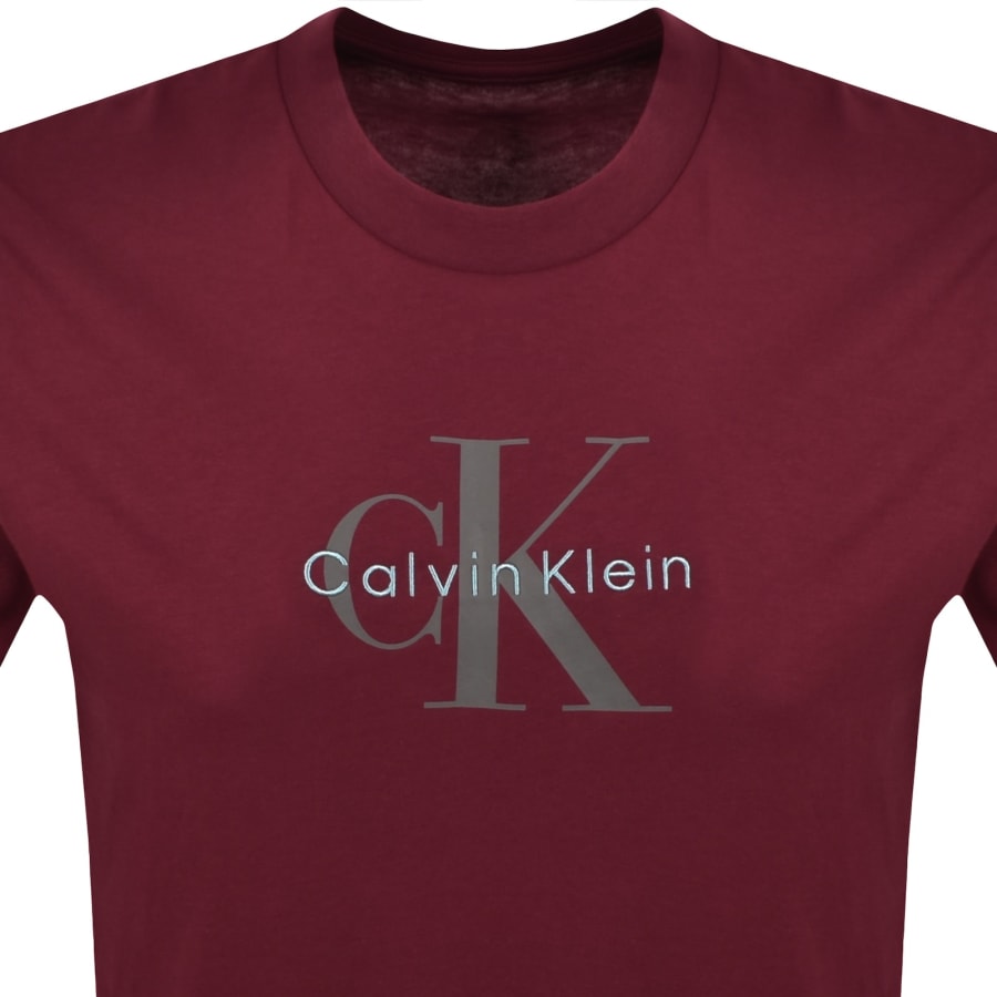 Image number 2 for Calvin Klein Jeans Hero Monologo T Shirt Burgundy
