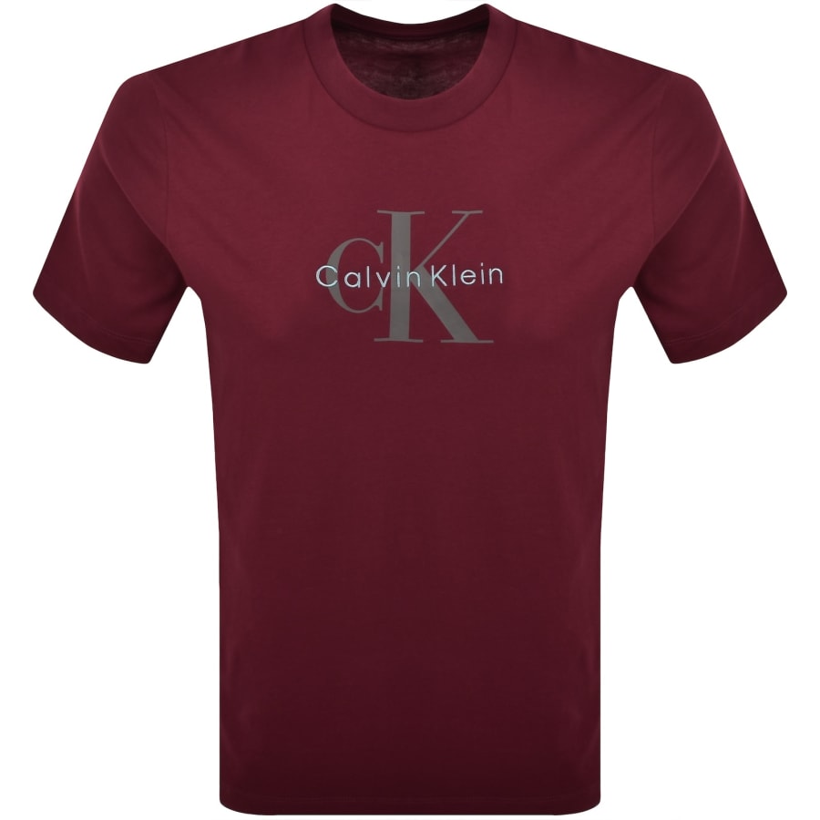 Image number 1 for Calvin Klein Jeans Hero Monologo T Shirt Burgundy