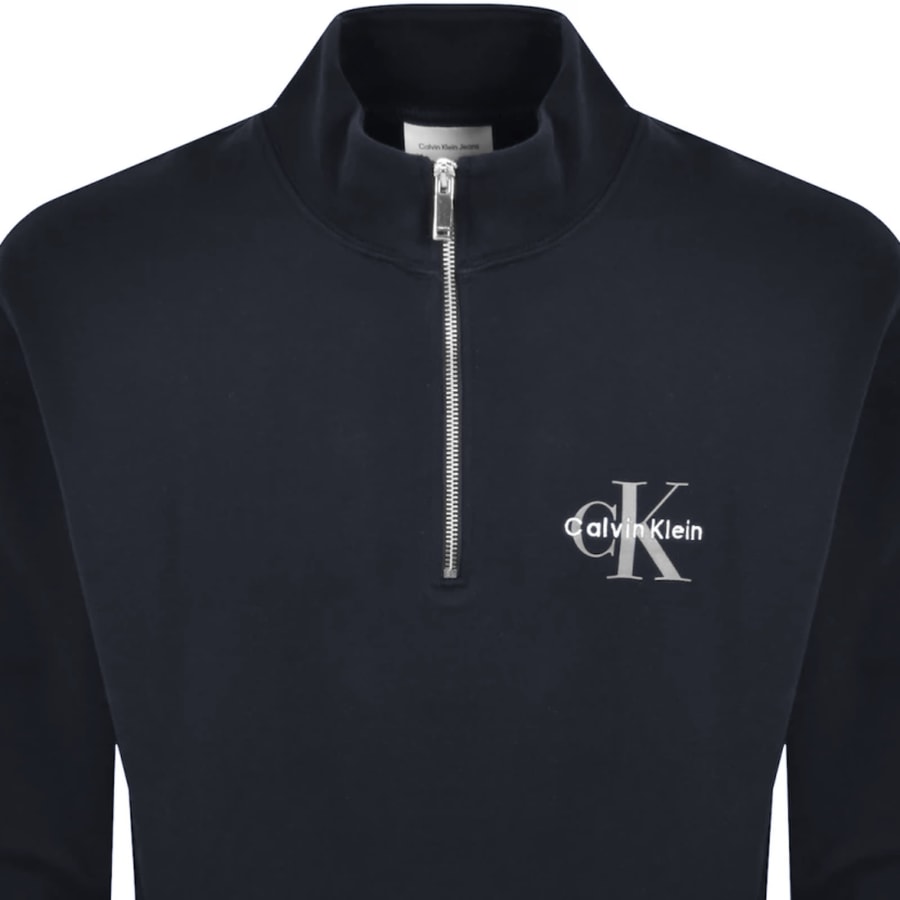 Image number 2 for Calvin Klein Jeans Half Zip Sweatshirt Navy