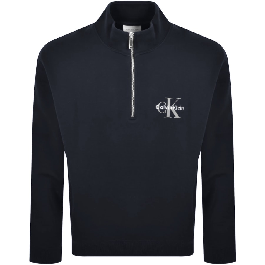 Image number 1 for Calvin Klein Jeans Half Zip Sweatshirt Navy