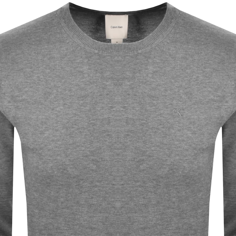 Image number 2 for Calvin Klein Crew Knit Jumper Grey