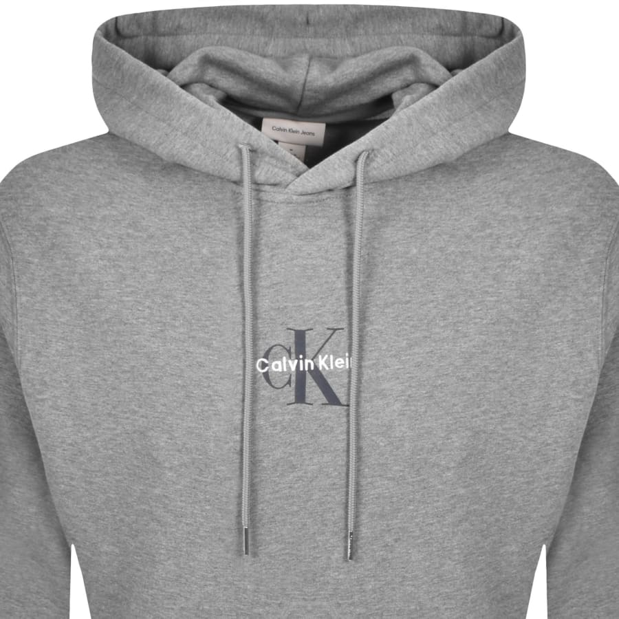 Image number 2 for Calvin Klein Jeans Logo Hoodie Grey