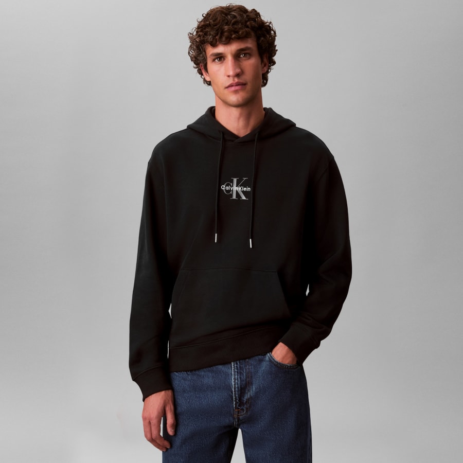 Image number 4 for Calvin Klein Jeans Logo Hoodie Black