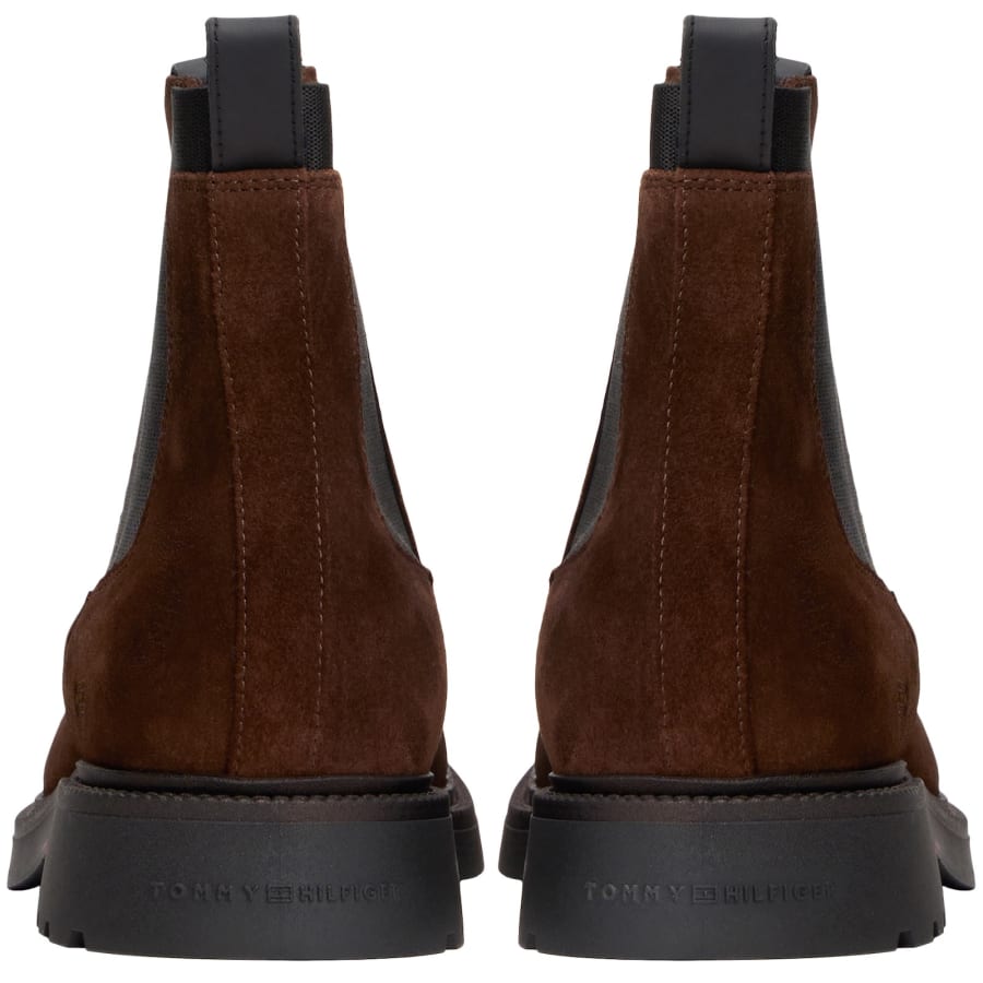 Image number 2 for Tommy Hilfiger Suede Chelsea Boots Brown