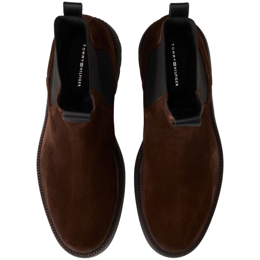 Image number 3 for Tommy Hilfiger Suede Chelsea Boots Brown