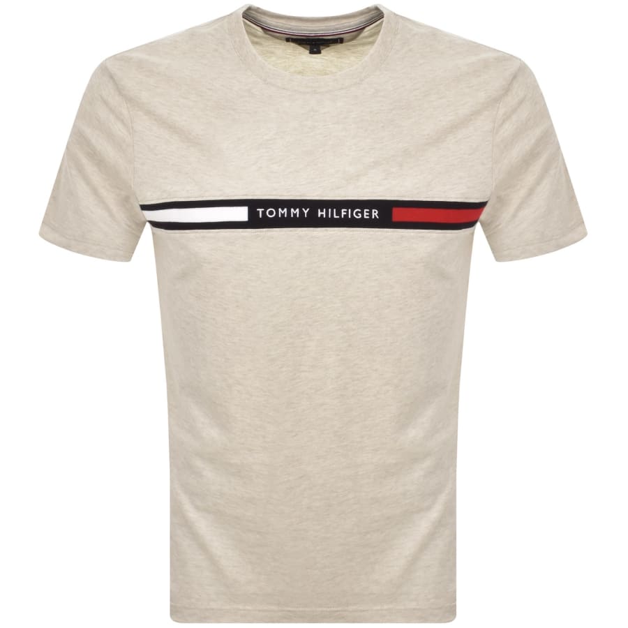 Image number 1 for Tommy Hilfiger Chest Insert T Shirt Oatmilk