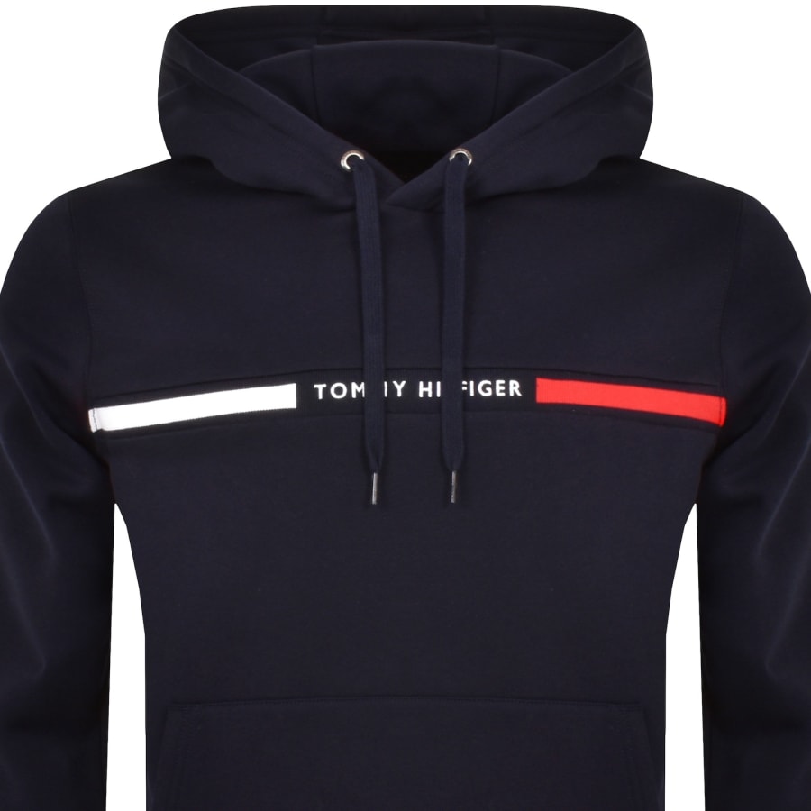 Image number 2 for Tommy Hilfiger Chest Insert Hoodie Navy