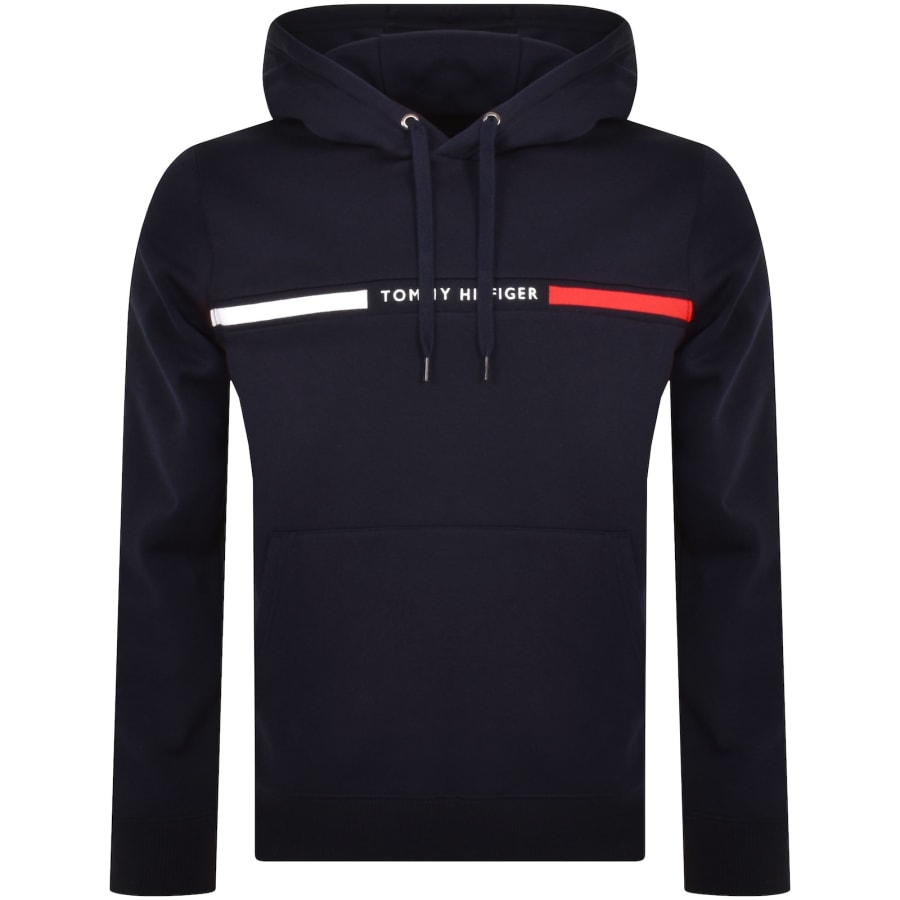 Image number 1 for Tommy Hilfiger Chest Insert Hoodie Navy