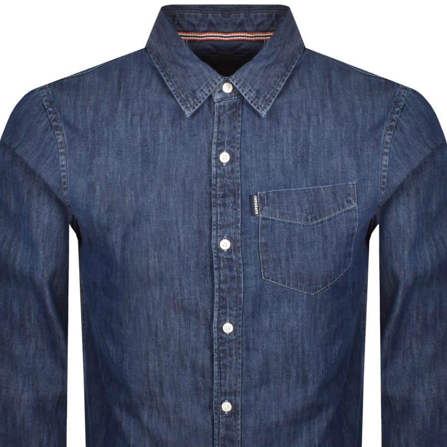 Image number 2 for Superdry Essential Long Sleeved Shirt Blue
