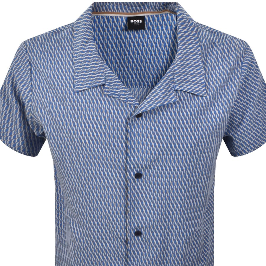 Image number 2 for BOSS Short Sleeve Beach Shirt Bright Blue