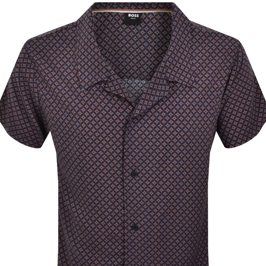 Image number 2 for BOSS Short Sleeve Beach Shirt Navy