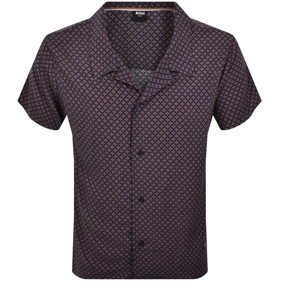 Image number 1 for BOSS Short Sleeve Beach Shirt Navy