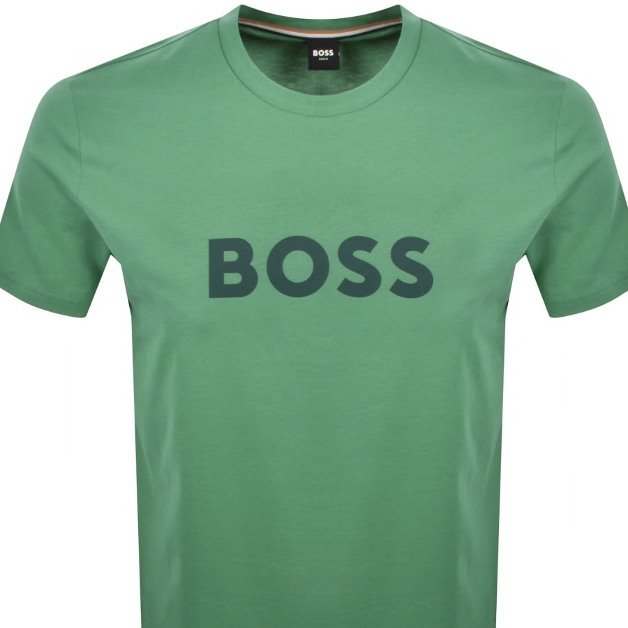 Image number 2 for BOSS Beachwear Logo T Shirt Open Green