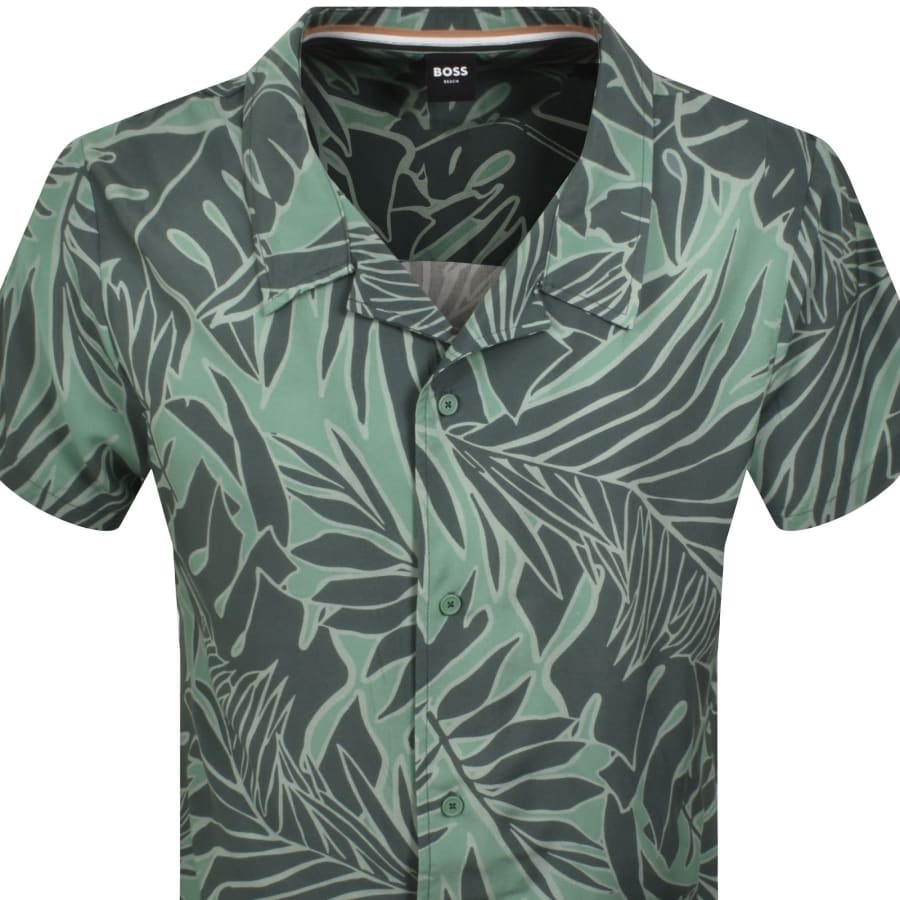 Image number 2 for BOSS Short Sleeve Beach Shirt Green