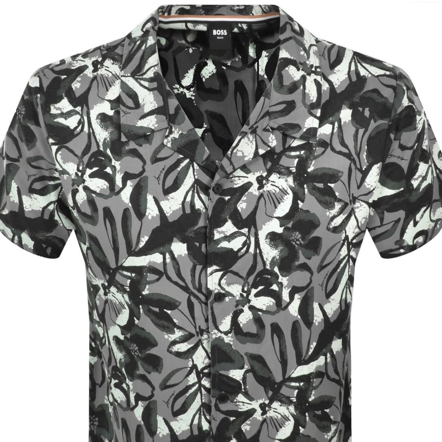 Image number 2 for BOSS Short Sleeve Beach Shirt Grey