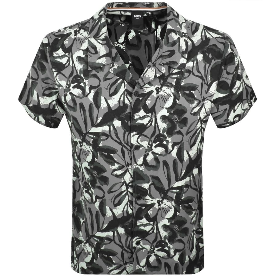 Image number 1 for BOSS Short Sleeve Beach Shirt Grey