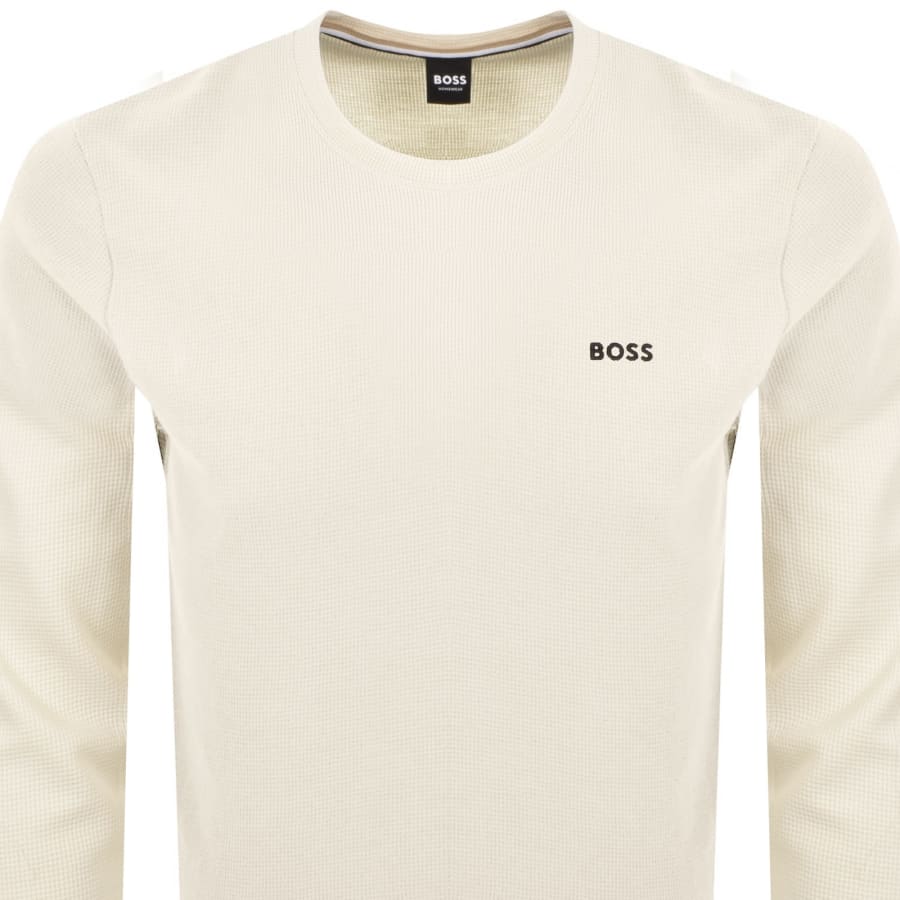 Image number 2 for BOSS Waffle Long Sleeve T Shirt Cream