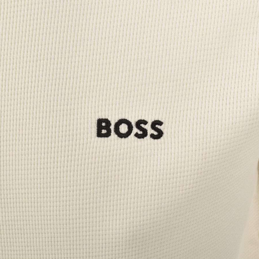 Image number 3 for BOSS Waffle Long Sleeve T Shirt Cream