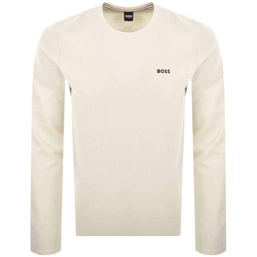 Image number 1 for BOSS Waffle Long Sleeve T Shirt Cream