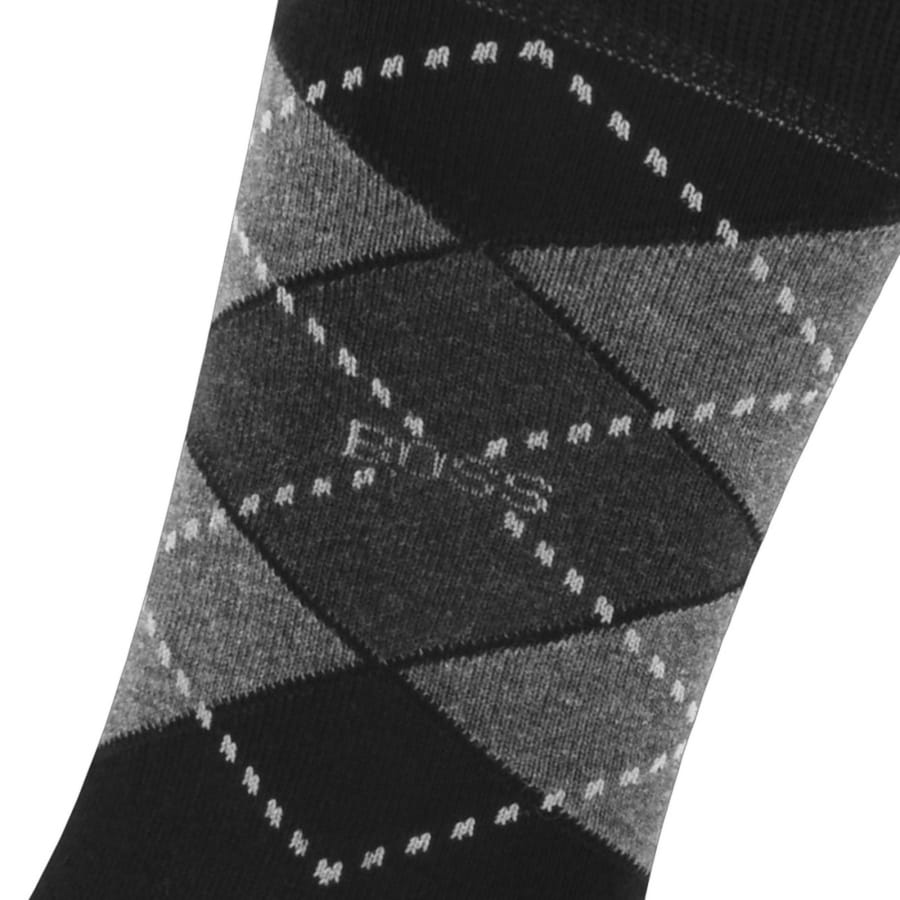 Image number 3 for BOSS 2 Pack Argyle Crew Socks Black