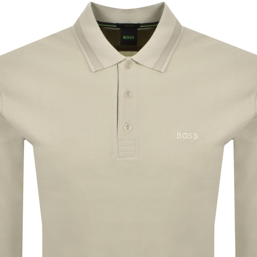 Image number 2 for BOSS Plisy Long Sleeve Polo T Shirt Beige