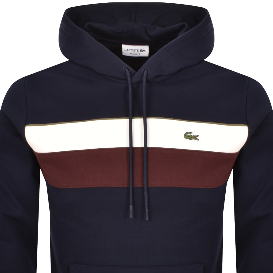 Image number 2 for Lacoste Colour Block Pullover Hoodie Navy