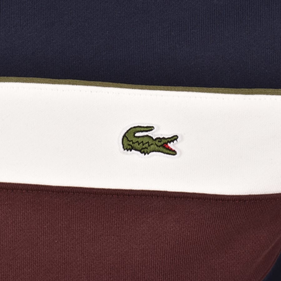 Image number 3 for Lacoste Colour Block Pullover Hoodie Navy