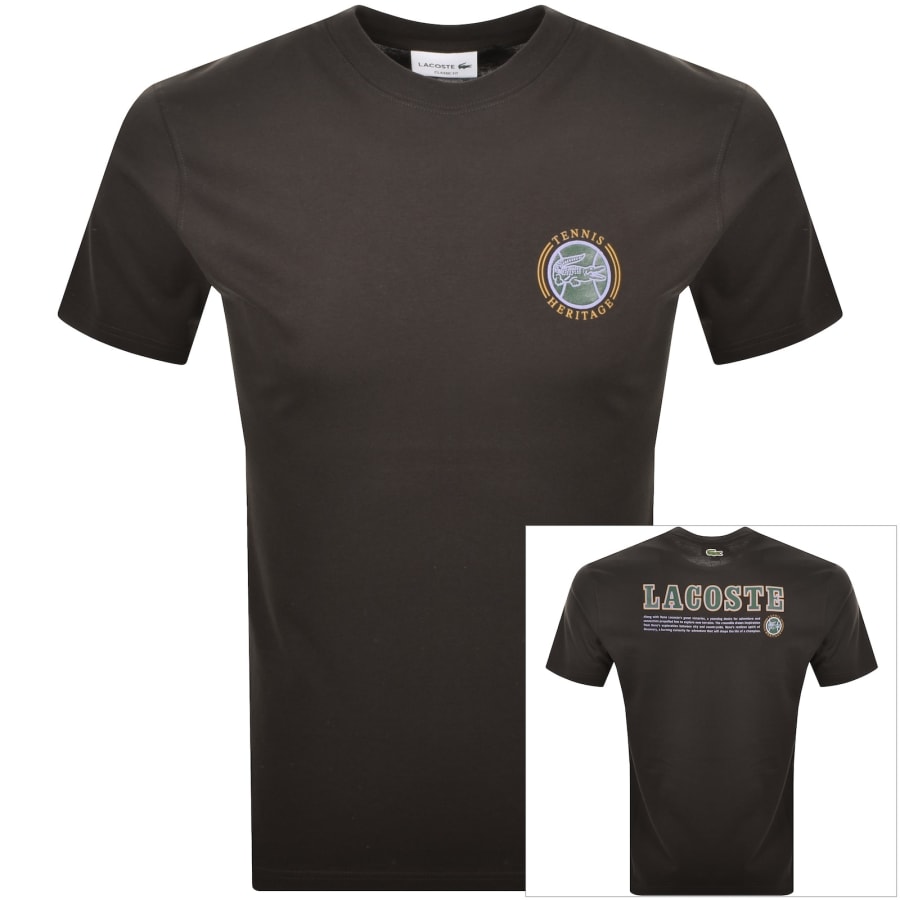 Image number 1 for Lacoste Crew Neck T Shirt Brown