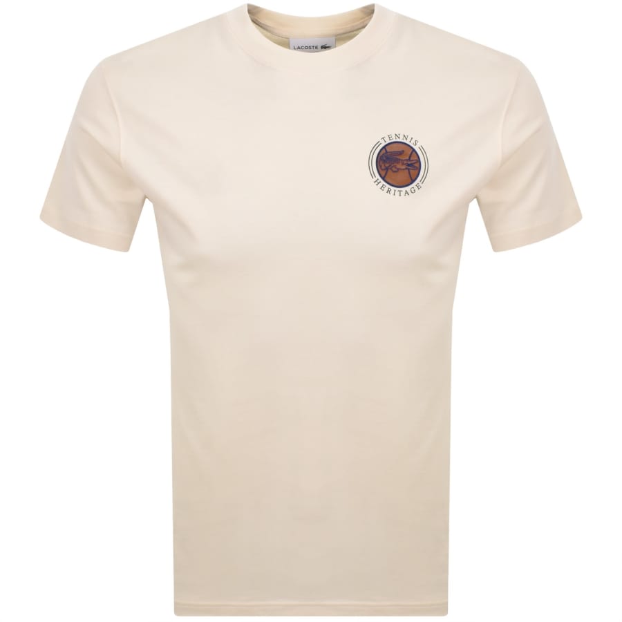 Image number 2 for Lacoste Crew Neck T Shirt Cream