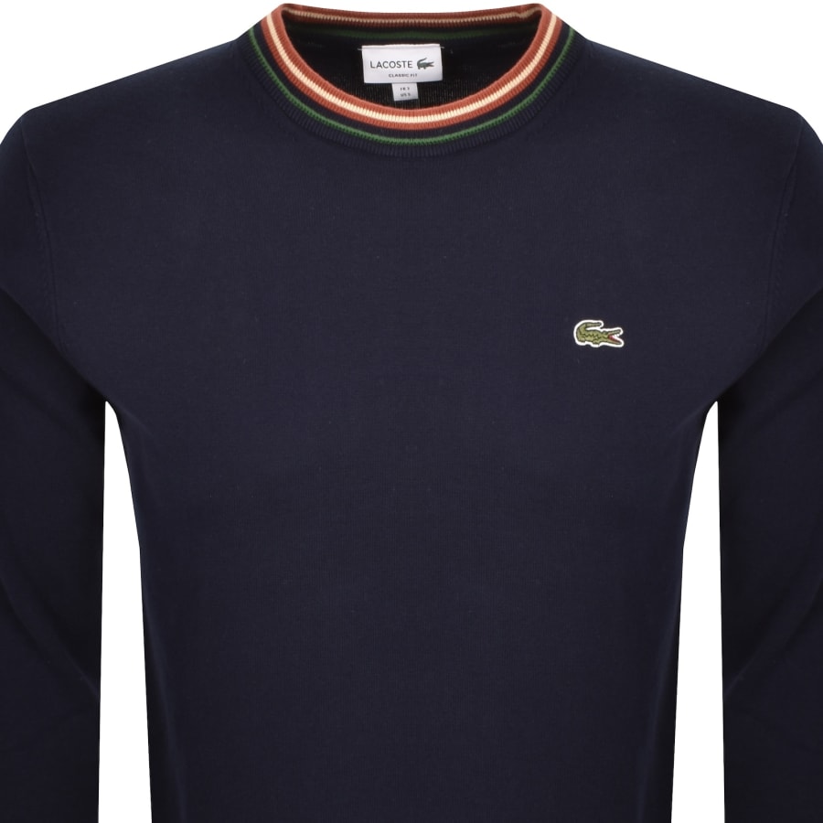 Image number 2 for Lacoste Crew Neck Knit Jumper Navy