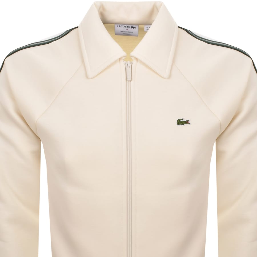 Image number 3 for Lacoste Full Zip Collared Tracksuit Top Cream