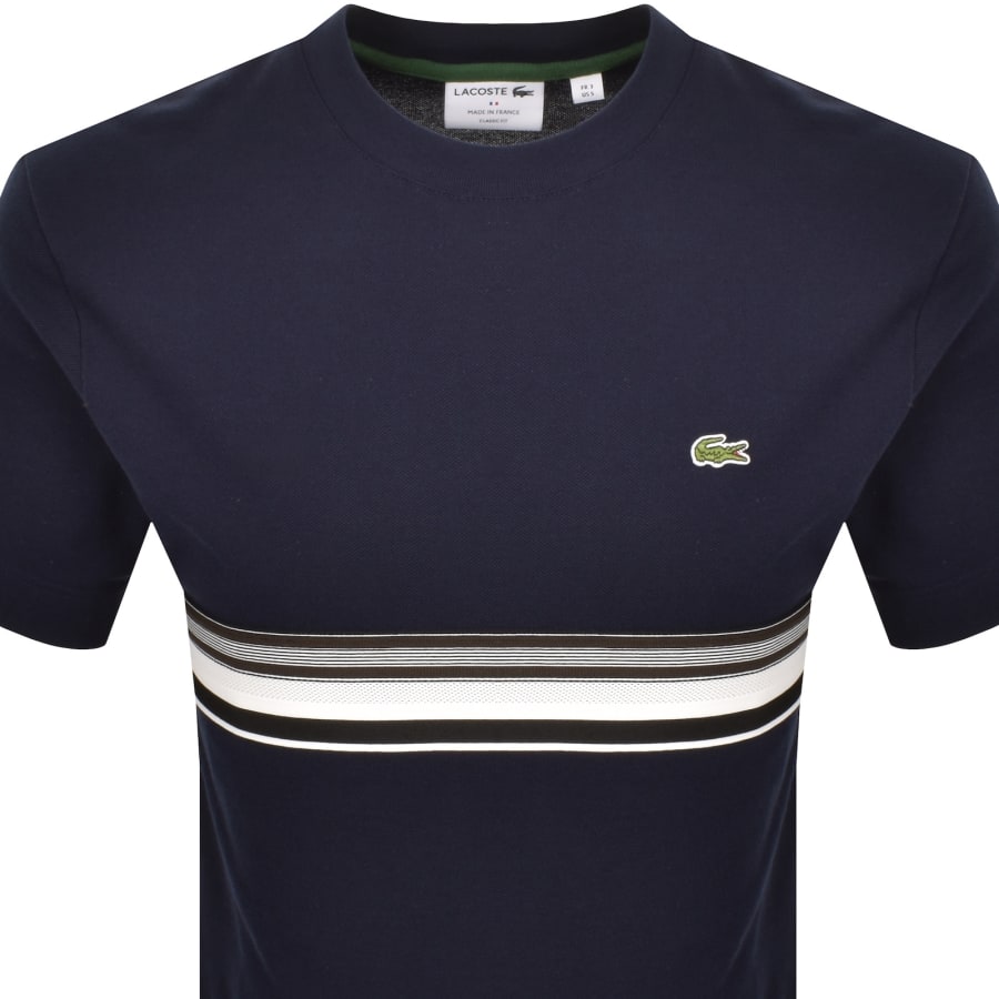 Image number 2 for Lacoste Block Stripe T Shirt Navy