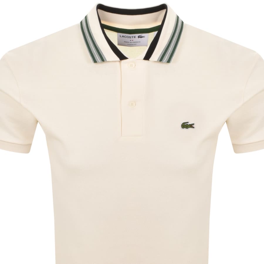 Image number 2 for Lacoste Contrast Collar Polo T Shirt Cream